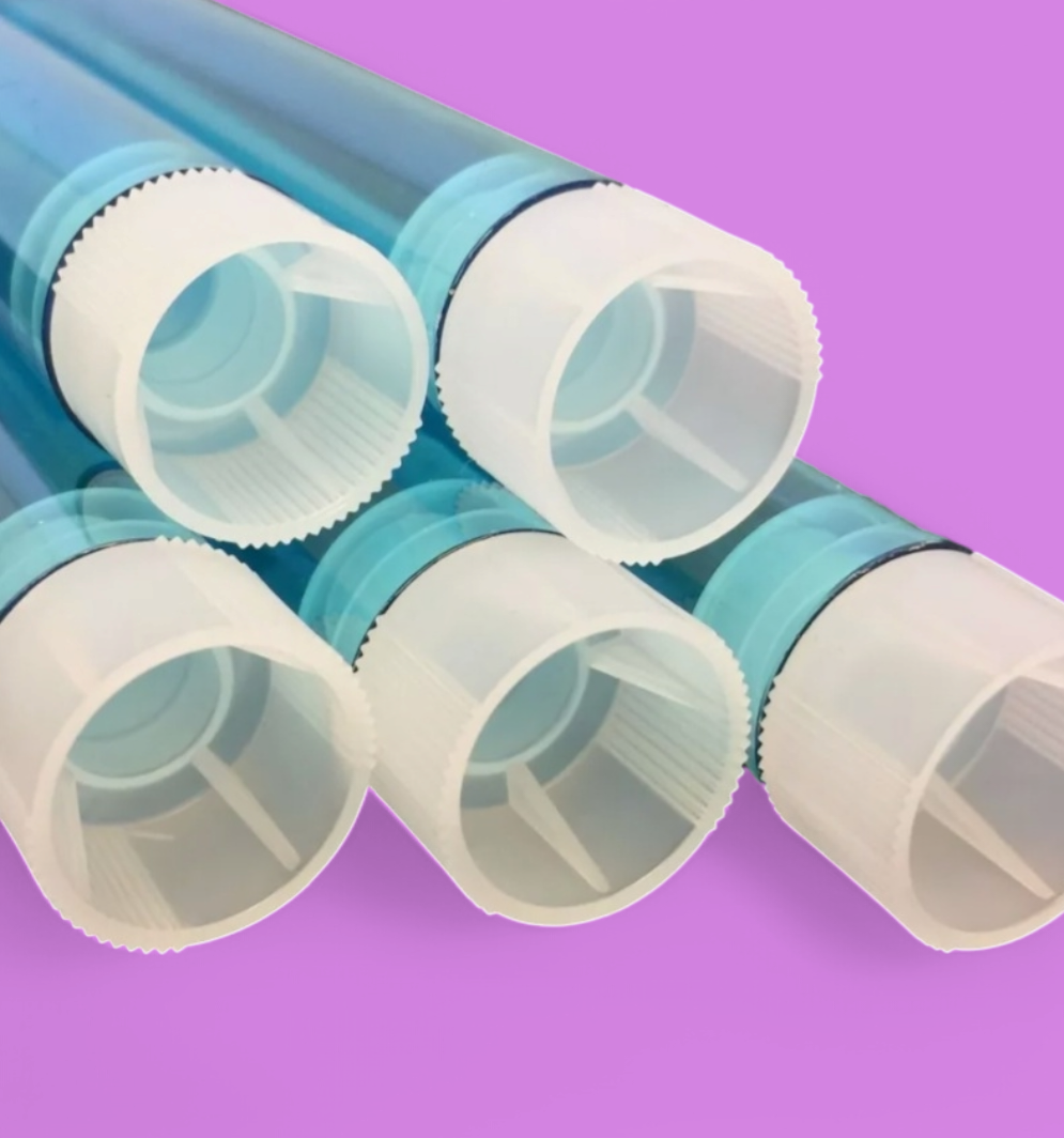 BLUE Plastic Test Tubes 150 mm x 17 mm with Stoppers (200 per pack)