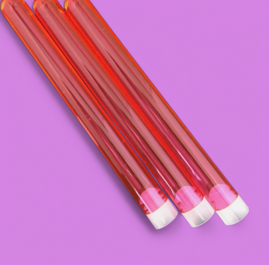 HOT PINK Plastic Test Tubes 150 mm x 17 mm with Stoppers (200 per pack)