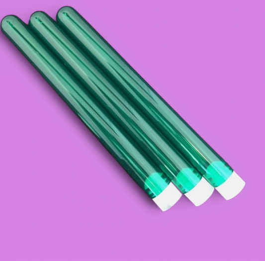 GREEN Plastic Test Tubes 150 mm x 17 mm with Stoppers (200 per pack)